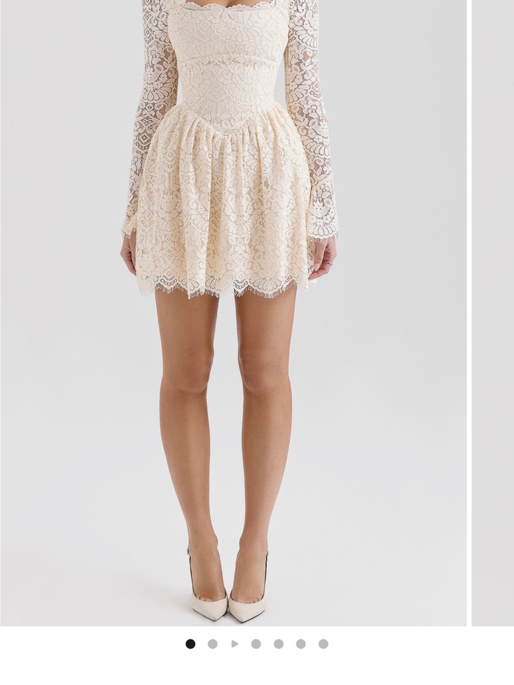 House of CB Cream Lace Mini Skirt - Flared Romantic Silhouette